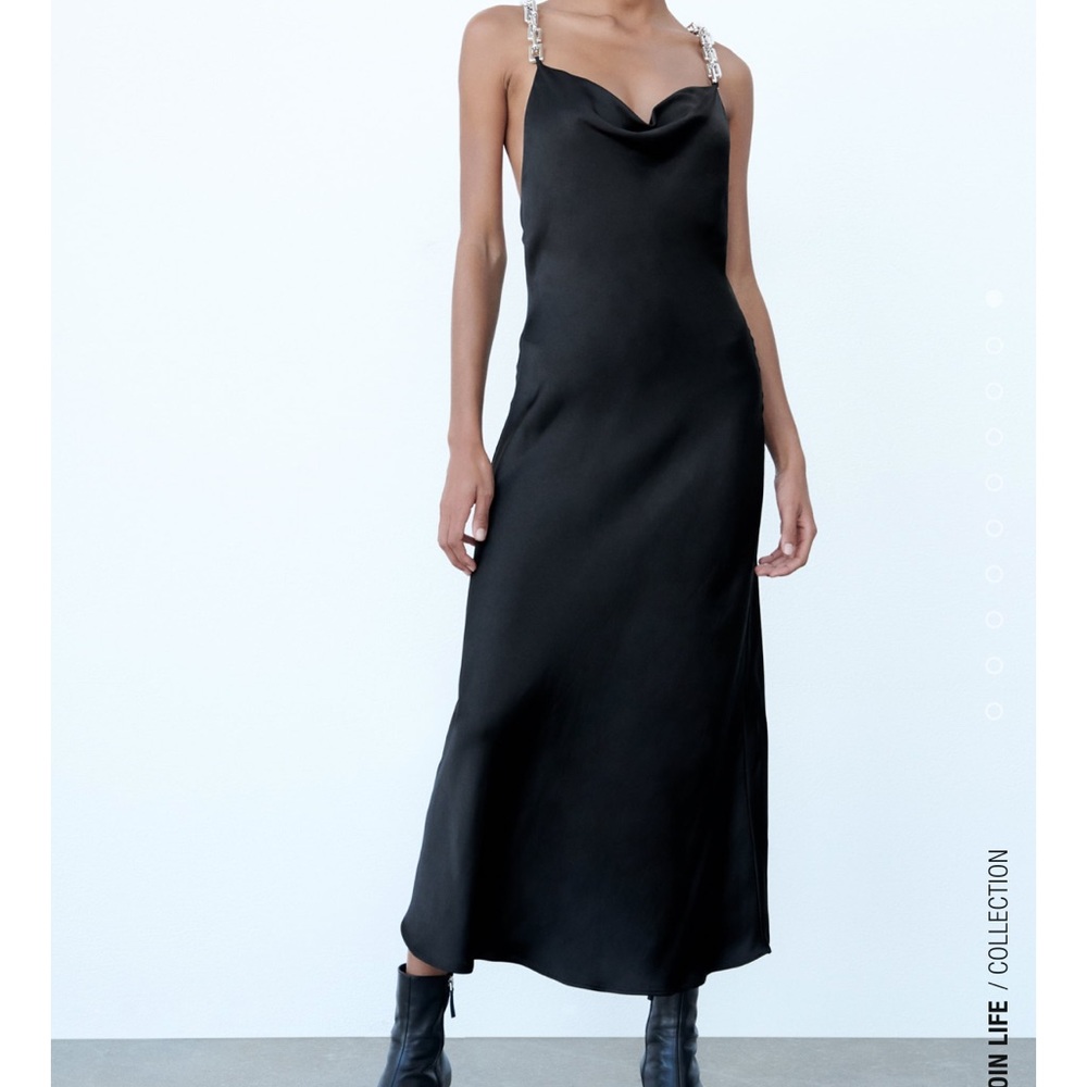 Zara chain satin effect dress